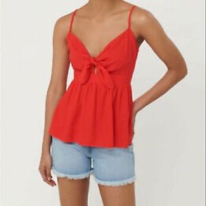 Loft XL Tie Front Spaghetti Strap Top